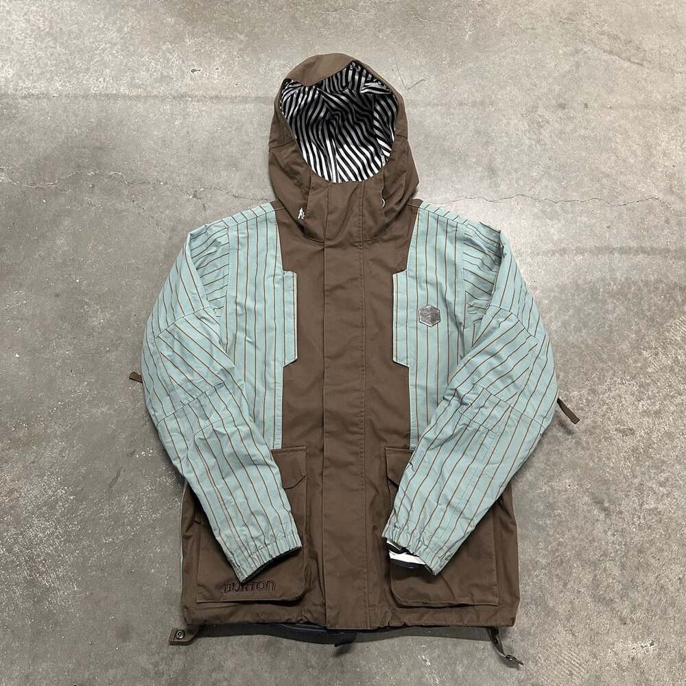 Burton The White Collection Cargo Snowboard Jacket XS Pinstripe Y2K Ski